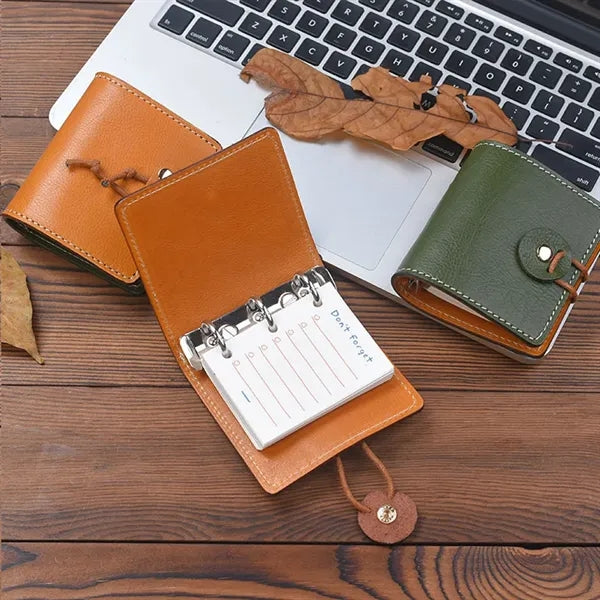 A9 Pocket Genuine Leather 60 Pages Binder Planner Notebook