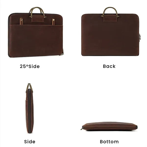 Genuine Leather Briefcase Laptop Bag w/ Unbrella Holder