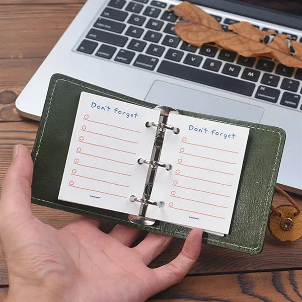 A9 Pocket Genuine Leather 60 Pages Binder Planner Notebook