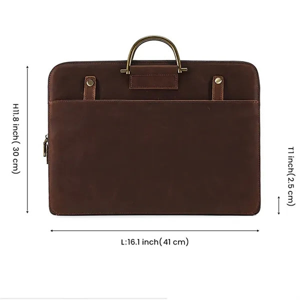 Genuine Leather Briefcase Laptop Bag w/ Unbrella Holder