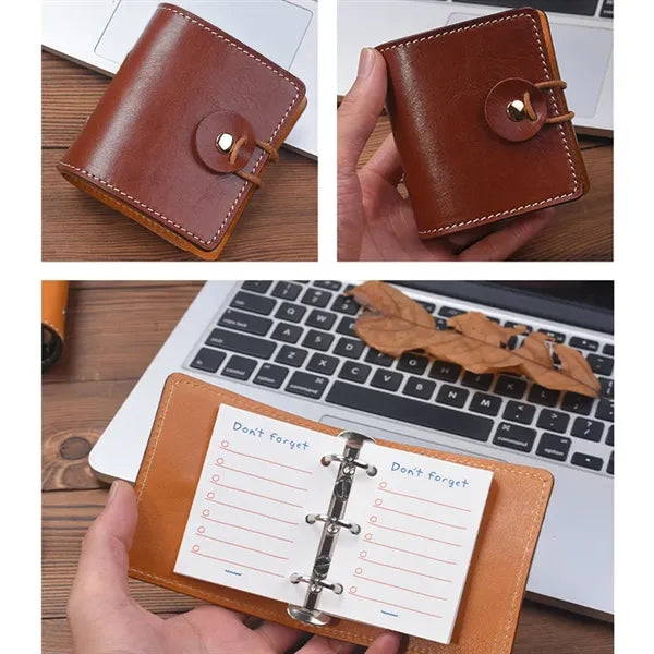 A9 Pocket Genuine Leather 60 Pages Binder Planner Notebook