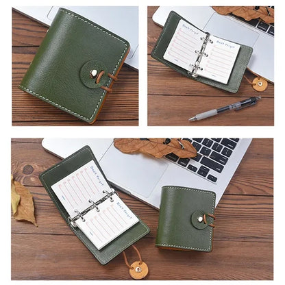 A9 Pocket Genuine Leather 60 Pages Binder Planner Notebook