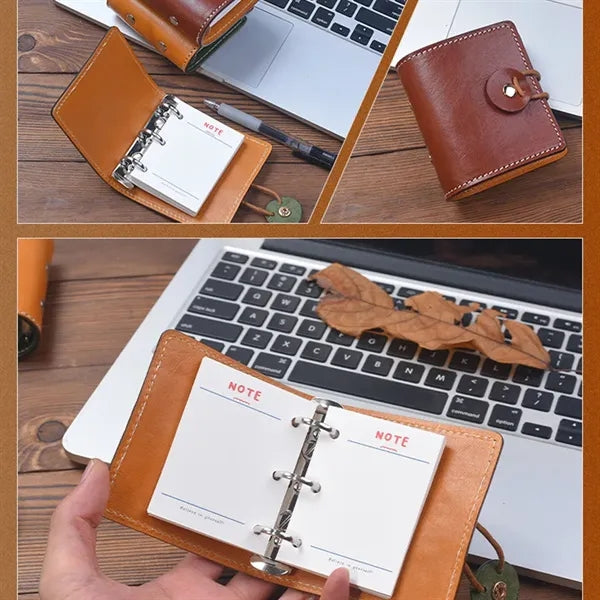 A9 Pocket Genuine Leather 60 Pages Binder Planner Notebook