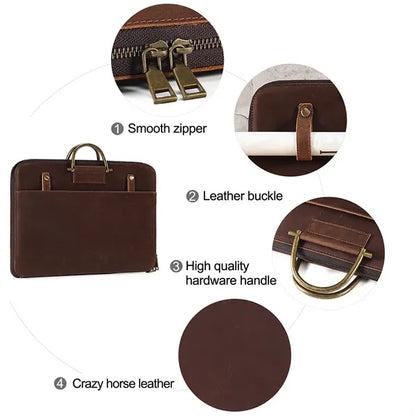 Genuine Leather Briefcase Laptop Bag w/ Unbrella Holder
