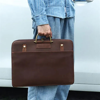 Genuine Leather Briefcase Laptop Bag w/ Unbrella Holder