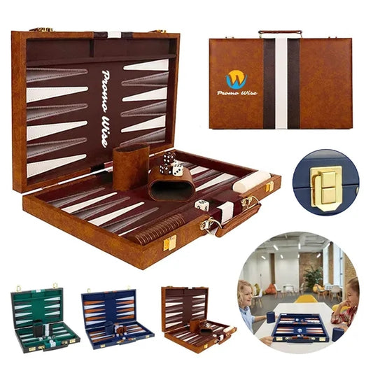 Folding Portable 15 Inch Classic Backgammon Set with Case