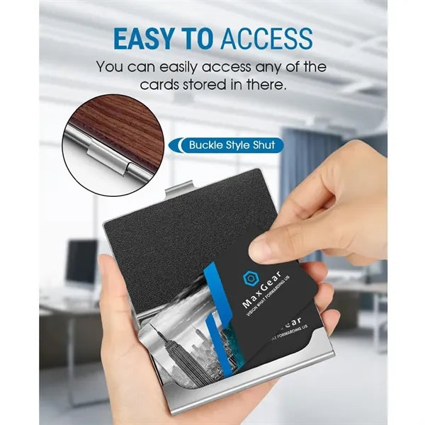 Wood Slim Lightweight Compact Business Card Case Wallet
