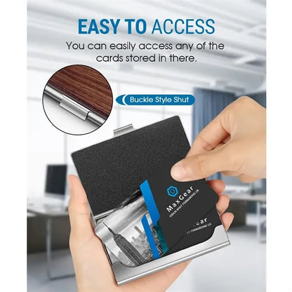 Wood Slim Lightweight Compact Business Card Case Wallet