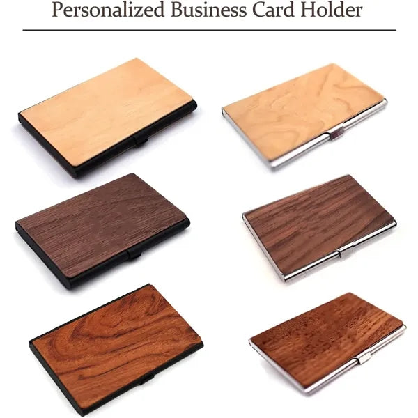 Wood Slim Lightweight Compact Business Card Case Wallet