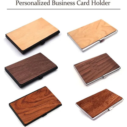 Wood Slim Lightweight Compact Business Card Case Wallet