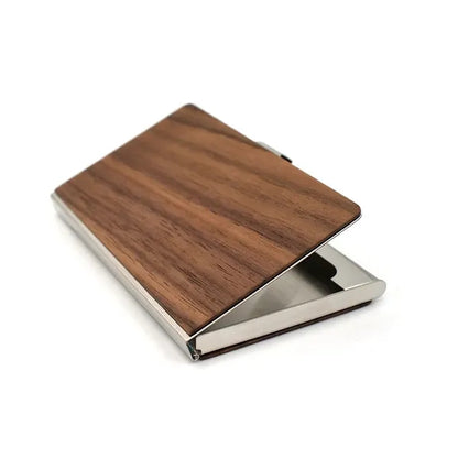 Wood Slim Lightweight Compact Business Card Case Wallet