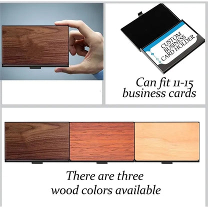 Wood Slim Lightweight Compact Business Card Case Wallet