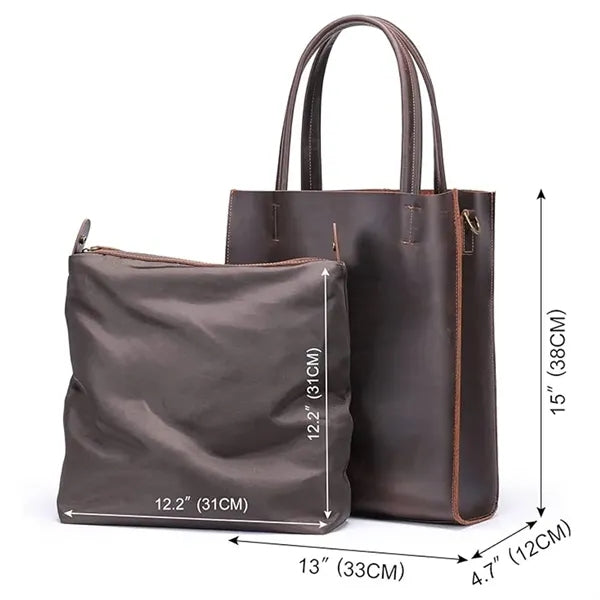 Genuine Leather Business Bag with Removable Inner Pocket
