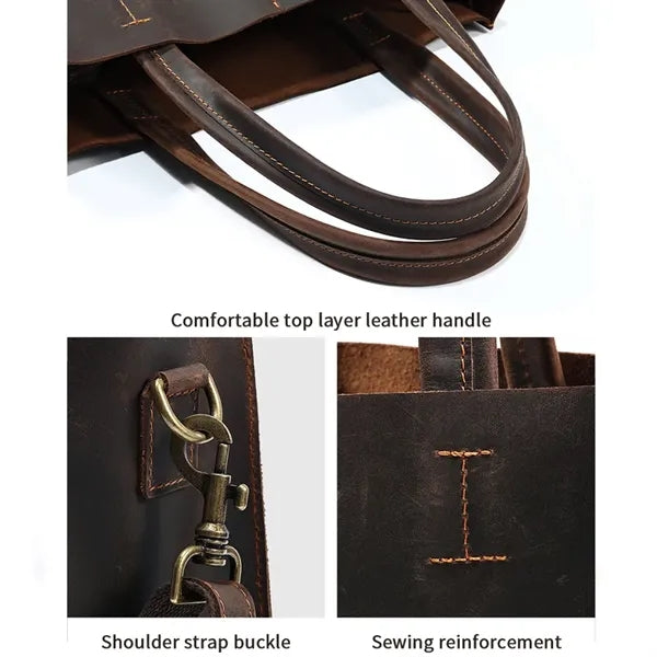 Genuine Leather Business Bag with Removable Inner Pocket