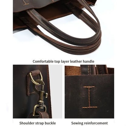 Genuine Leather Business Bag with Removable Inner Pocket