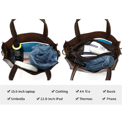 Genuine Leather Business Bag with Removable Inner Pocket