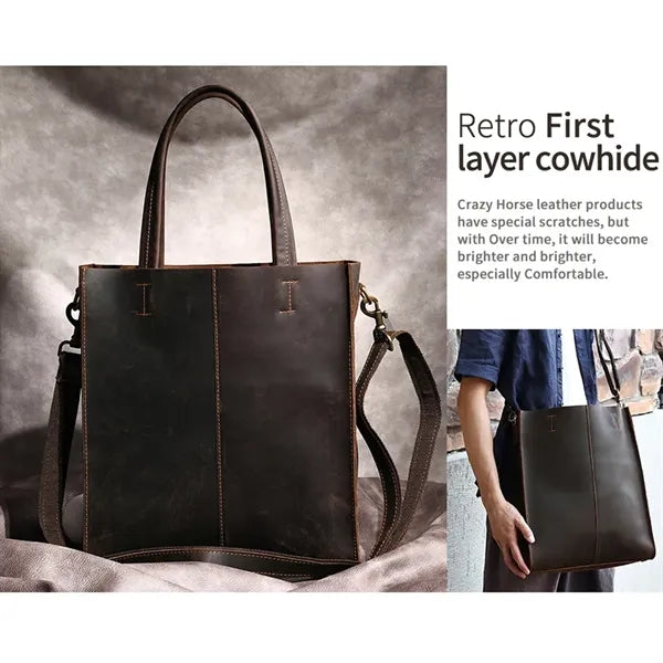 Genuine Leather Business Bag with Removable Inner Pocket