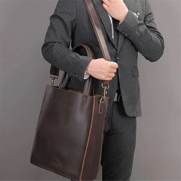 Genuine Leather Business Bag with Removable Inner Pocket