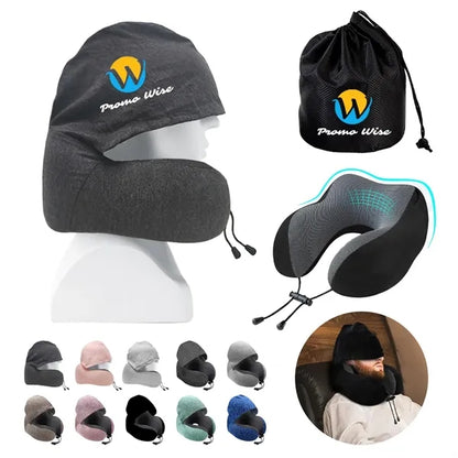 U-shaped Portable Breathable Neck Pillow with Hidden Hood