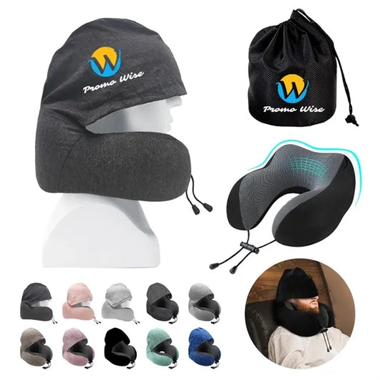 U-shaped Portable Breathable Neck Pillow with Hidden Hood