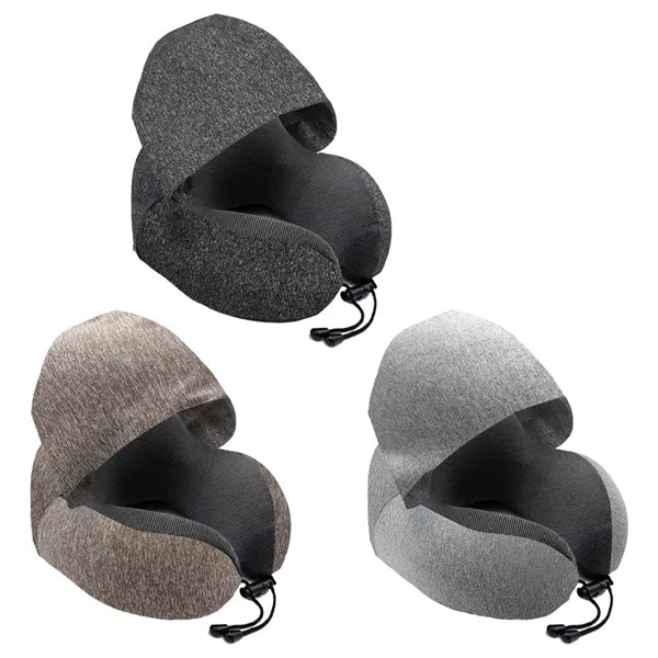 U-shaped Portable Breathable Neck Pillow with Hidden Hood