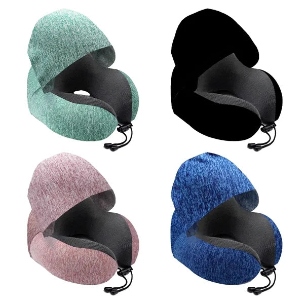 U-shaped Portable Breathable Neck Pillow with Hidden Hood