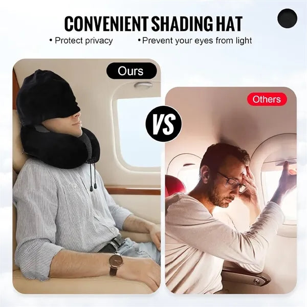 U-shaped Portable Breathable Neck Pillow with Hidden Hood