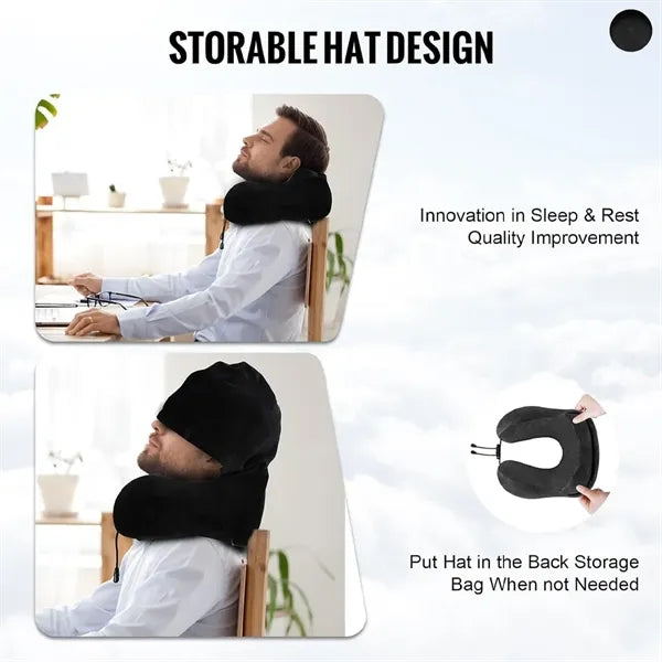 U-shaped Portable Breathable Neck Pillow with Hidden Hood
