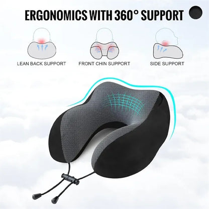 U-shaped Portable Breathable Neck Pillow with Hidden Hood