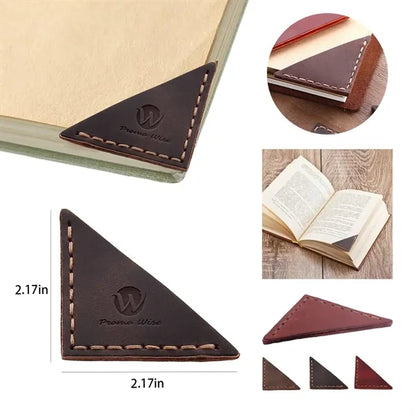 Genuine Leather Bookmarker Vintage Mini Triangle Page Corner