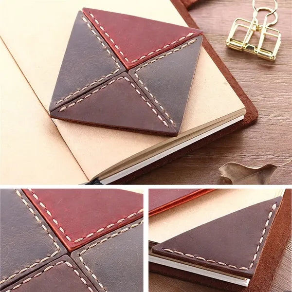 Genuine Leather Bookmarker Vintage Mini Triangle Page Corner