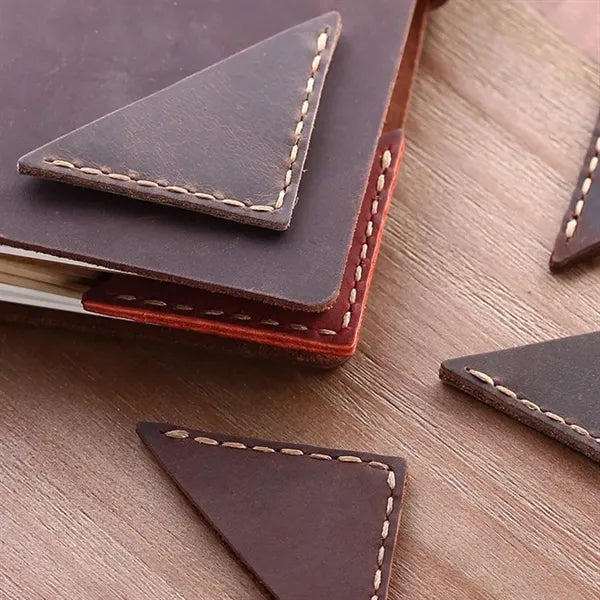 Genuine Leather Bookmarker Vintage Mini Triangle Page Corner