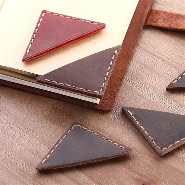 Genuine Leather Bookmarker Vintage Mini Triangle Page Corner