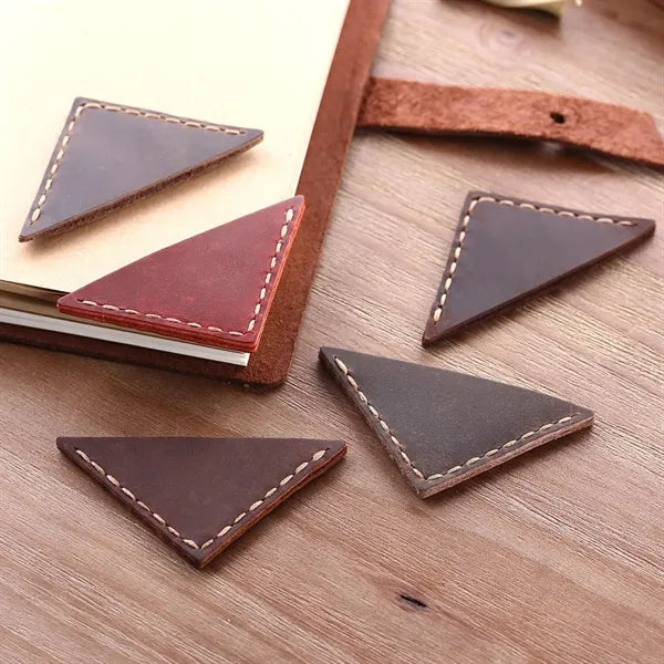 Genuine Leather Bookmarker Vintage Mini Triangle Page Corner