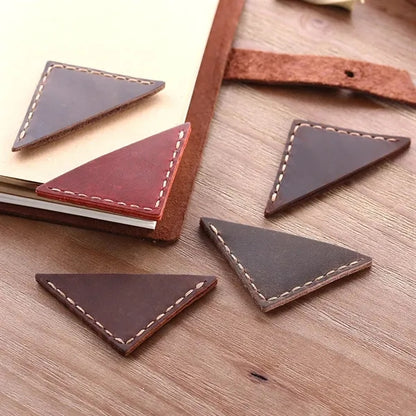 Genuine Leather Bookmarker Vintage Mini Triangle Page Corner