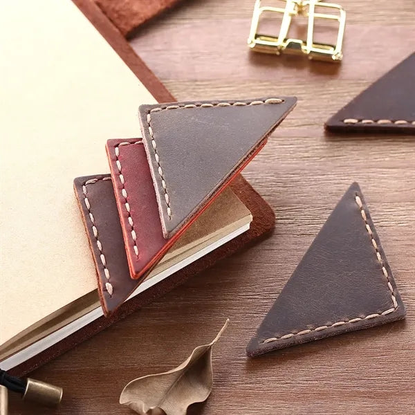 Genuine Leather Bookmarker Vintage Mini Triangle Page Corner