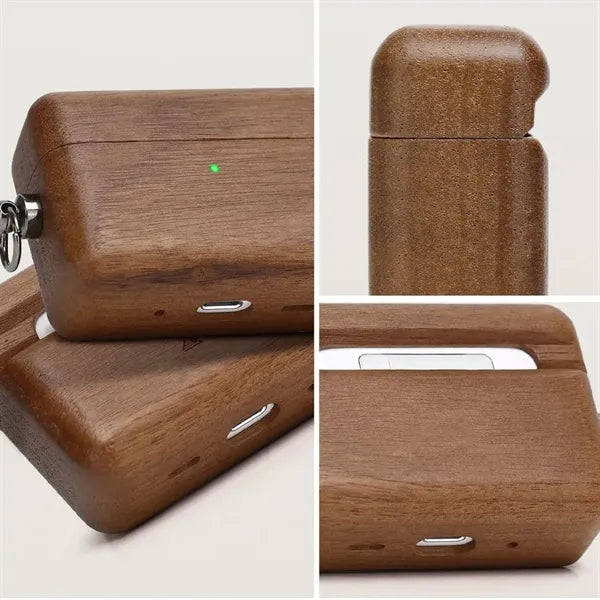 Wood Protective Case with Carabiner Clip Airpods 1/2/3/Pro