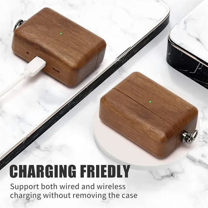 Wood Protective Case with Carabiner Clip Airpods 1/2/3/Pro