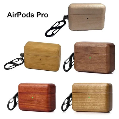 Wood Protective Case with Carabiner Clip Airpods 1/2/3/Pro