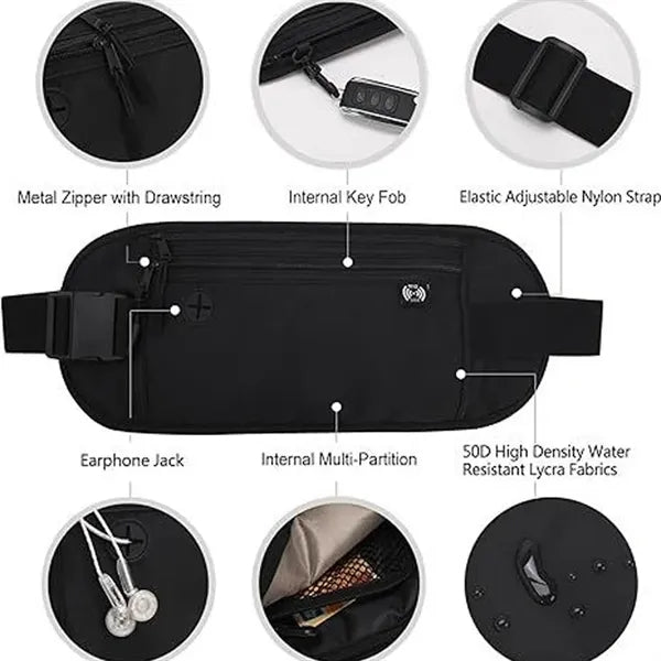 Invisible Anti-Theft Travel RFID Blocking Wallet Waist Bag