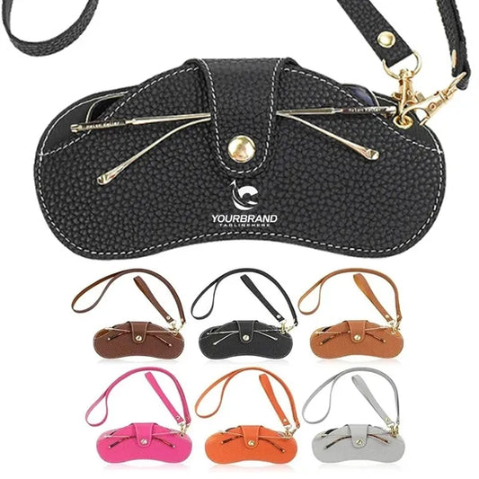 Outdoor Portable Leather Sunglasses Storage Bag With String