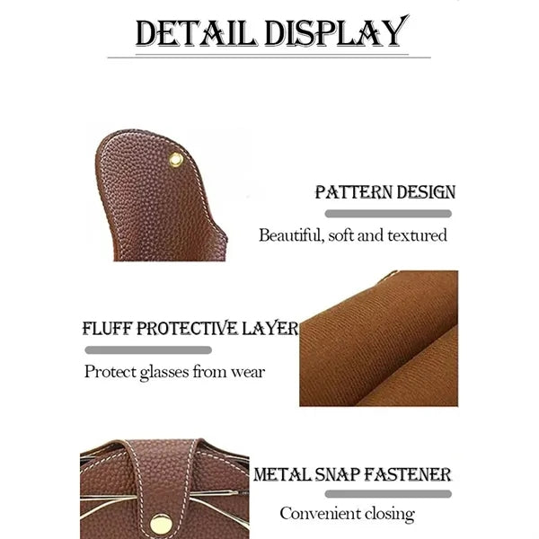 Outdoor Portable Leather Sunglasses Storage Bag With String