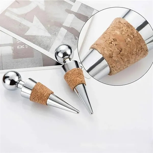 Chrome Plated Cork Stainless Steel Wine Bottle Stopper