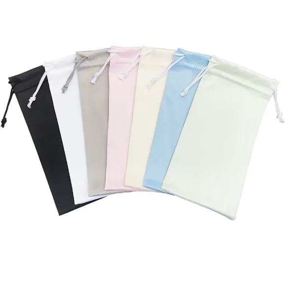 MOQ 50 PCS Soft Microfiber Drawstring Eyeglasses Bag