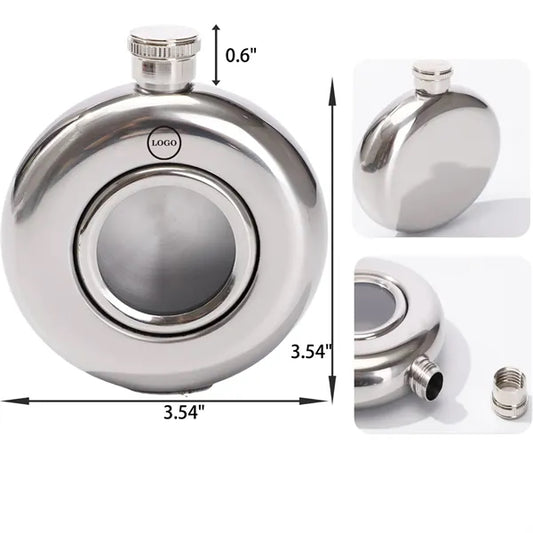 MOQ 30 PCS Durable 5 OZ Round Stainless Steel Hip Flask
