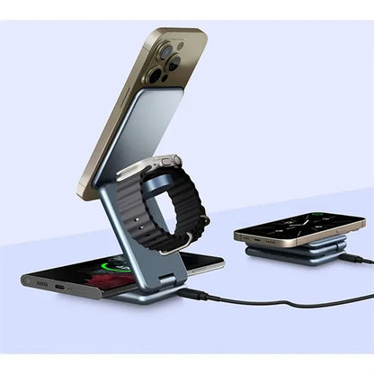 Foldable Wireless 3in1 Charger Works Multiple Apple Devices
