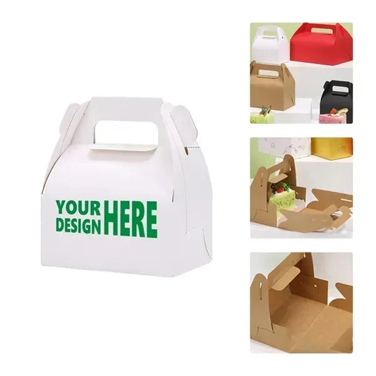 MOQ50 Portable Kraft Paper Bakery Boxes for Pastry and Sweet