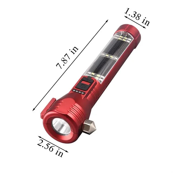 Multi Function Emergency Solar Rechargeable LED Flashlight