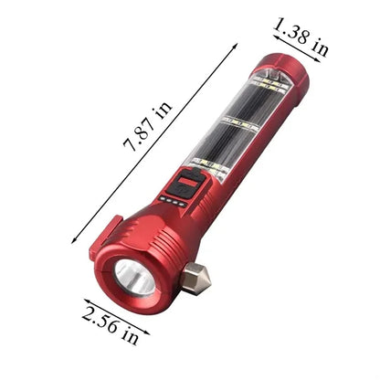 Multi Function Emergency Solar Rechargeable LED Flashlight