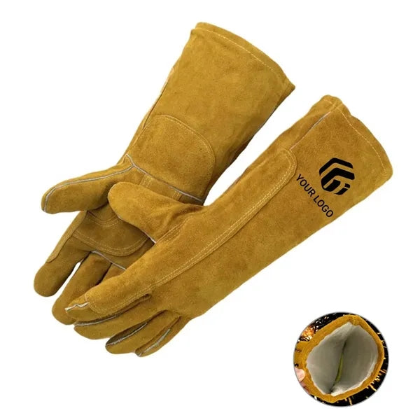 Heat Resistant Fireproof Leather Welding Fireplace Gloves